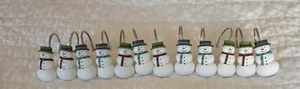 Snowman Winter Shower Curtain Bathroom Hooks Set of 12  - Picture 1 of 8