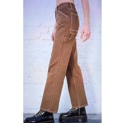 Jeans Brandy Melville John Galt Usados en Excelente Condición Crispina Carpenter Marrón Camel Talla Pequeña Grunge Foto 1 de 4