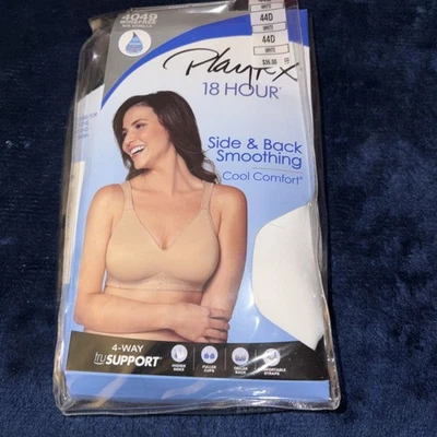 WHITE PLAYTEX WIREFREE BRA 18 Hour Side Back Smoothing  Style 4049  Size 44D NWT - Image 1 of 4