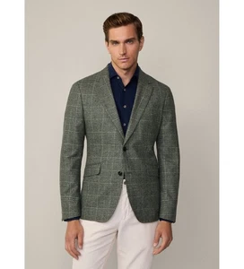 Hackett Blazer 42 Wool Green Glen Check Wool Cotton - Picture 1 of 13