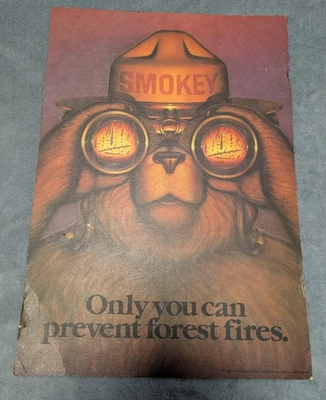 Vintage Smokey The Bear "Only You Can Prevent Forest Fires" Poster 1987 18 x 13 - Image 1 of 4