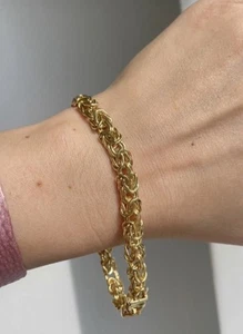 14k Gold Byzantine  Bracelet , Flat Byzantine, Byzantine  6mm 7.25 Inch - Picture 1 of 4