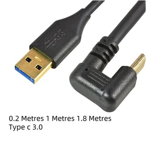 Typ C USB-C 3.0 Stecker auf Buchse Vergoldet 90° Winkelkabel schnell Ladekabel - Picture 1 of 10