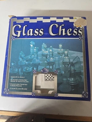 Glass Chess Board Set Game Frosted Transparent 32pcs Traditional Complete - Image 1 of 2