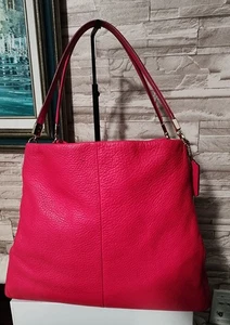 COACH Madison Leather Phoebe Hot Pink Handbag Purse Shoulder Bag - Picture 1 of 21