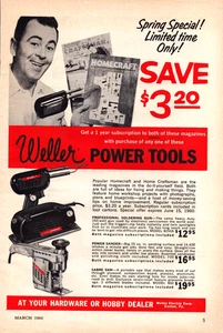 Weller Power Tools Easton PA Soldering Gun Sander Saw Man Vintage Print Ad 1960 - Picture 1 of 4