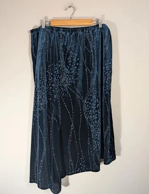 Coldwater Creek Womens Teal Sequins Midi Skirt Sz PL Forest Fairy Whimsical Goth - Image 1 of 4