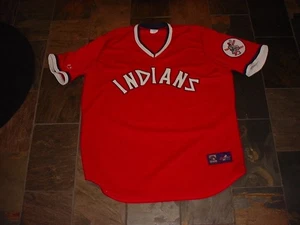 NICE! 2XL Cleveland INDIANS COOPERSTOWN COLLECTION embroiderd jersey Chief WAHOO - Picture 1 of 8