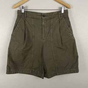 Everlane Womens 8 Green The Tourist Pleated Bermuda Short Organic Cotton Linen - Picture 1 of 5