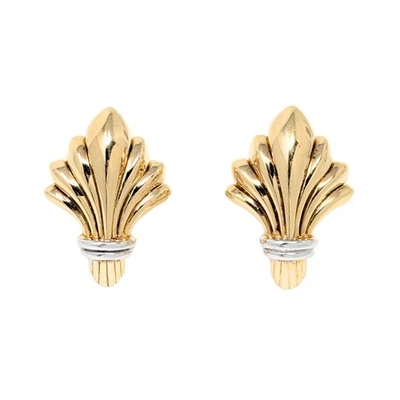Italian 14K Two-Tone Gold Fan Earrings - Image 1 of 4