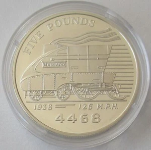 Guernsey 5 Pounds 2004 Eisenbahn Mallard Silber - Bild 1 von 2
