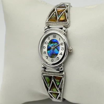 Reloj pulsera LA EXPRESS para mujer tono plata esfera abulón, elástico, 19 mm Foto 1 de 4