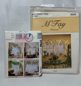 M'fay Basic Pleated Swag 9205 Sewing Pattern 18" Depth Valance & McCalls 5796 - Picture 1 of 7