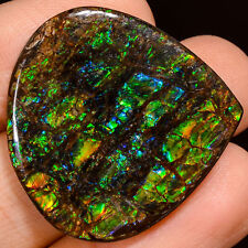 37.50Cts. Natural Play Of Multi Fire Ammolite Heart Cabochon Loose Gemstone