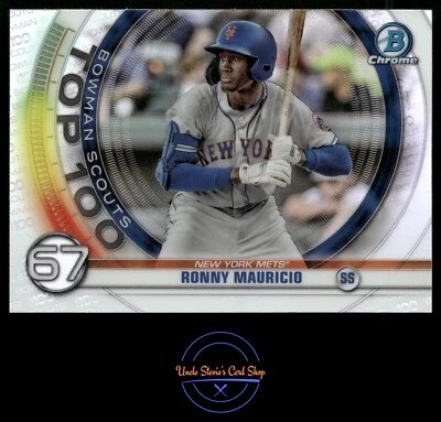2020 Bowman #BTP-67 Ronny Mauricio Chrome Bowman Scouts Top 100 - Image 1 of 2