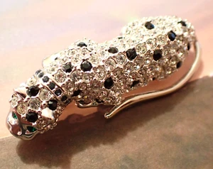 VTG KJL Kenneth Jay Lane for Avon Panther Cat Pin Rhinestones Silver-Tone 2-3/8" - Picture 1 of 10