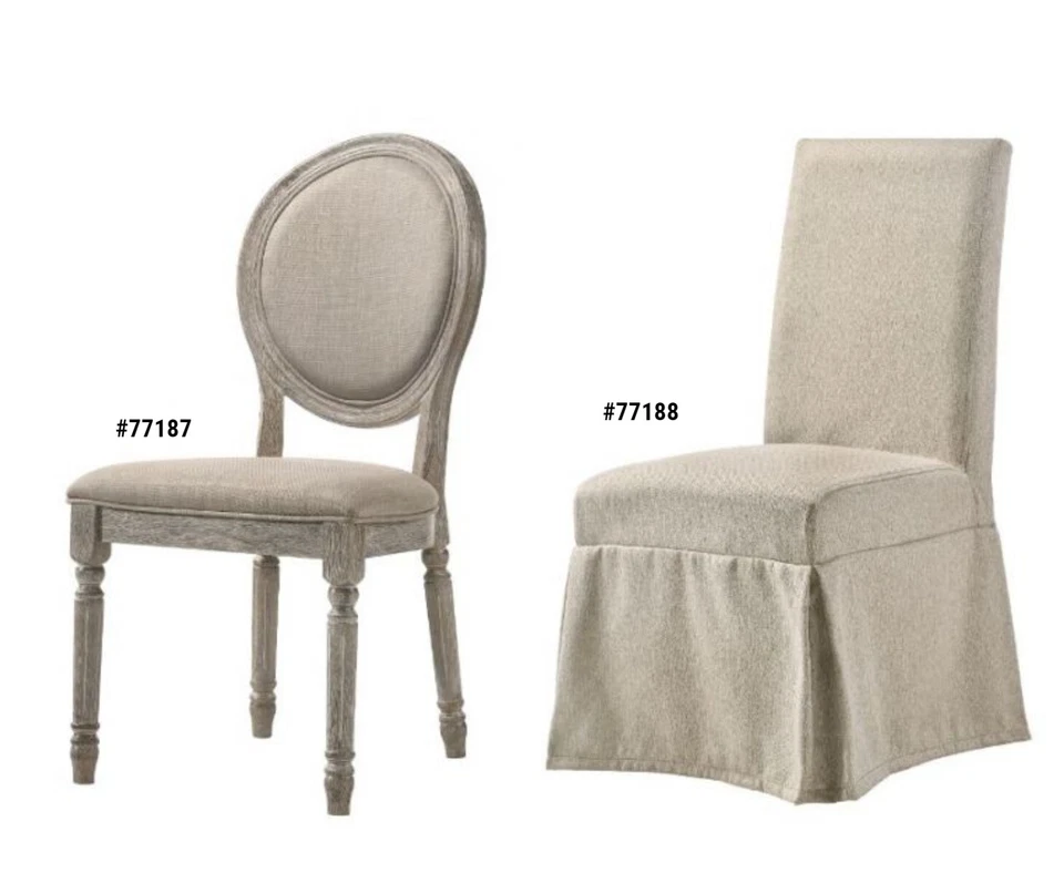 ACME Faustine Salvaged Light Oak & Fabric Padded Finish 2-PC 40"H Side Chair - Image 1 of 1