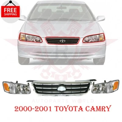 New Front Grille & Headlight & Corner Light Pair 5PC Fits 2000-2001 Toyota Camry Foto 1 de 4