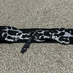 Paillettes Elasticizzate Donna Ghepardo Vita Nero Argento Stampa Animalier Taglia M - Foto 1 di 8