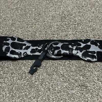 Women’s Stretch Sequins Cheetah Waist Black Silver Animal Print Size M - Image 1 of 4