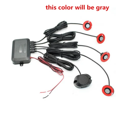 Grey-Reverse 4 Parking Sensors Kit Car Rear Backup Buzzer Alarm Kit Rainproof  - Image 1 of 4