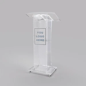 Acrtmatic Acrylic 47-inch Modern Lectern & Podium with Storage Shelf for Church - Picture 1 of 5
