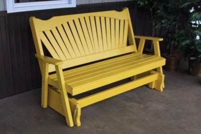 A&L Furniture Co. Amish-Made Pine Fanback Glider Benches - 3 Sizes & 18 Colors - Image 1 of 4
