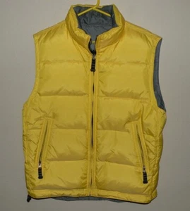 GAP Men’s Medium Down Filled Puffer Vest Yellow Gray Reversible - Picture 1 of 3
