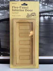 5 panel Interior Door Dollhouse miniature wooden #6021 1/12 Scale Houseworks New - Picture 1 of 3