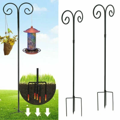 2x Double Shepherds Hooks Outdoor Garden Pole Hanging Bird Feeder 5 Base Prongs Foto 1 de 4