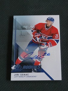 2014-15 UD SP GAME USED JIRI SEKAC #109 AUTO ROOKIE RC AUTOGRAPH