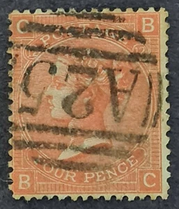 1865-67 GB stamps used abroad (Malta) 4d pl.12 A25 Cancel SG94 - Picture 1 of 2