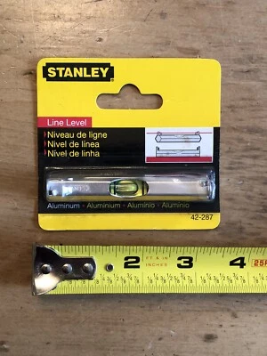 Stanley 42-287 3" Flat Base Aluminum Line Level w/Hang Hooks Grip Line - NEW - Image 1 of 4