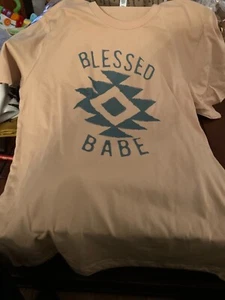 Canvas+Bella Aztec Blessed Babe tan short sleeve t-shirt NEW large - Picture 1 of 4