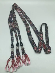 Sautoir Necklace, 1920s ~ Flapper ~ Art Deco: Dark Carnival Glass seed beads - Picture 1 of 14
