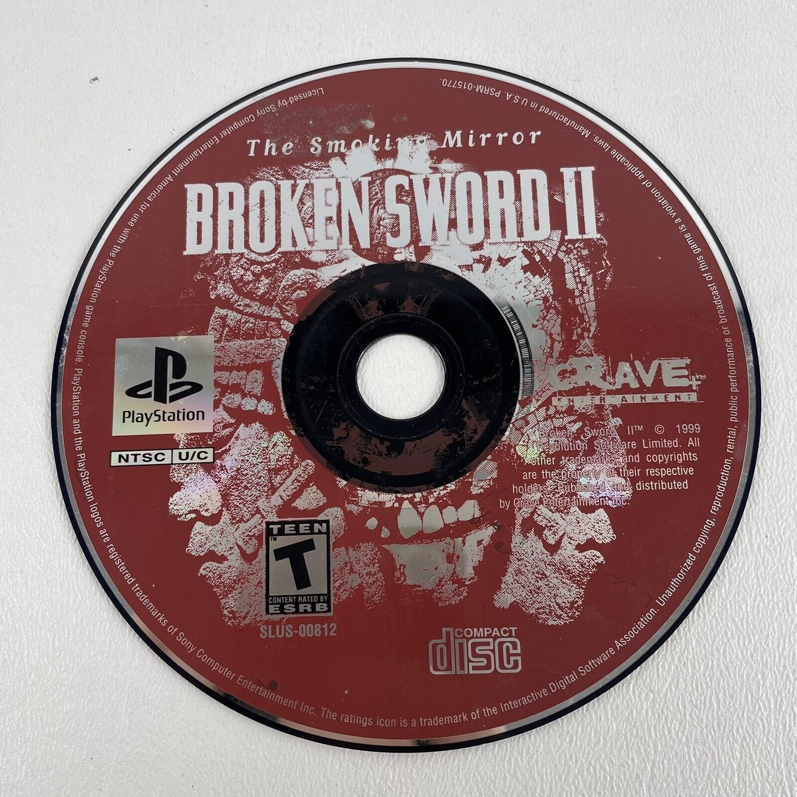 Broken Sword II 2 The Smoking Mirror (PS1, PlayStation 1) Disc Only TESTED