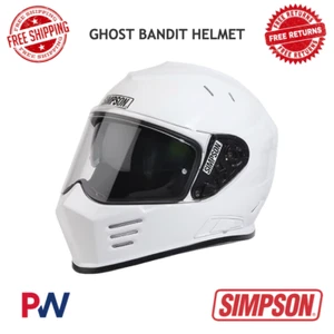 Simpson Motorcycle Ghost Bandit Helmet Extra Large - White #GBDXL1 - Picture 1 of 7