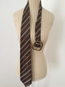 MANGO Gürtel im Stil eines Schlips - braun, orange, weiß gestreift Karneval - Bild 1 von 2