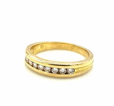MAGNIFIQUE BAGUE OR 18 CARATS - Demi Alliance en diamants 0,40 carat - 3,21 g - Photo 1/4