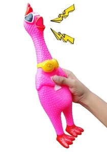 Juguete de pollo de goma - Diseño rosa - Chirriante divertido gritando 12,5 pulgadas de alto  - Imagen 1 de 4