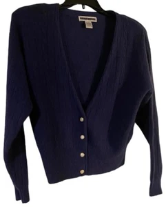 Vintage Jennifer Moore Sweater Cardigan Lambswool Rabbit Hair Blue Size L - Picture 1 of 4