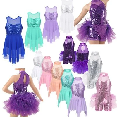 Child Girls Jazz Latin Lyrical Dance Wear Ballroom Dancing Dress Show Costumes - Image 1 of 2