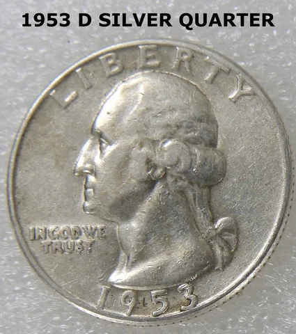 1953 D DENVER Washington Head 25 CENT Quarter 90% SILVER COIN Cover