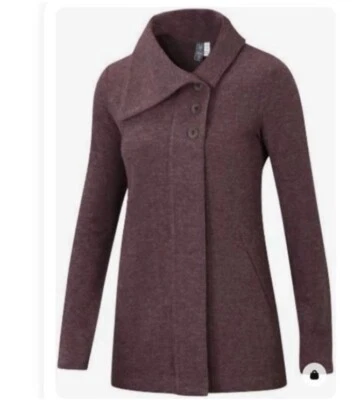 Abrigo Ibex Pez Lana Merino Cárdigan Chaqueta Granate Talla L Foto 1 de 4