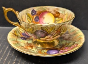 Aynsley Orchard Obst Teetasse mit Fuß & Untertasse signiert D. Jones 1037 & 746 England - Bild 1 von 13