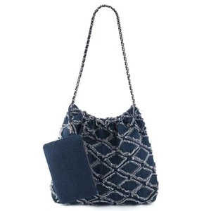 Denim Tote Bag for Women Chain Shoulder Strap Handbag Multi-pocket Large Shou... - Picture 1 of 7