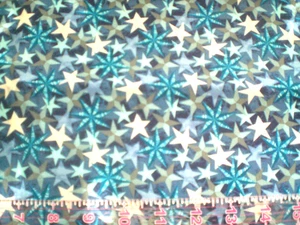 1  Yd Winter Town Blue Stars Holiday Print Cotton Fabric  - Picture 1 of 1