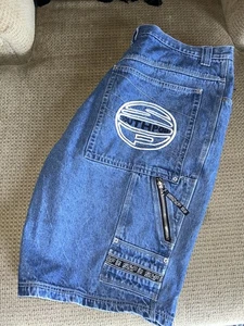 Vintage Southpole Denim Jean Shorts Size 44 Blue Carpenter Baggy Hip-Hop - Picture 1 of 12