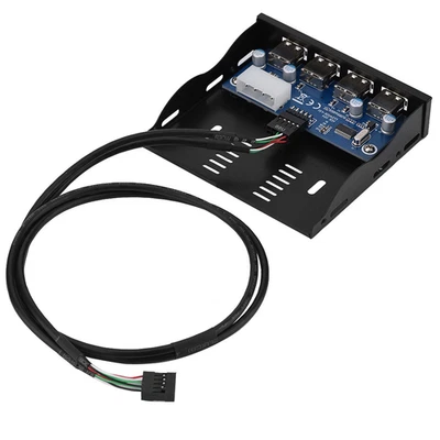 ♮USB2.0 Floppy Front Panel 3.5'' Floppy Bay 9 Pin To 4 Interface USB 2.0 HUB - Image 1 of 4