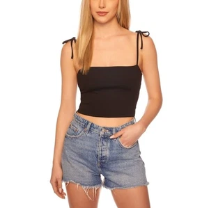 NEU Susana Monaco bauchfreies Oberteil schwarz Tanktop zum Binden Damengröße Small neu mit Etikett - Bild 1 von 8